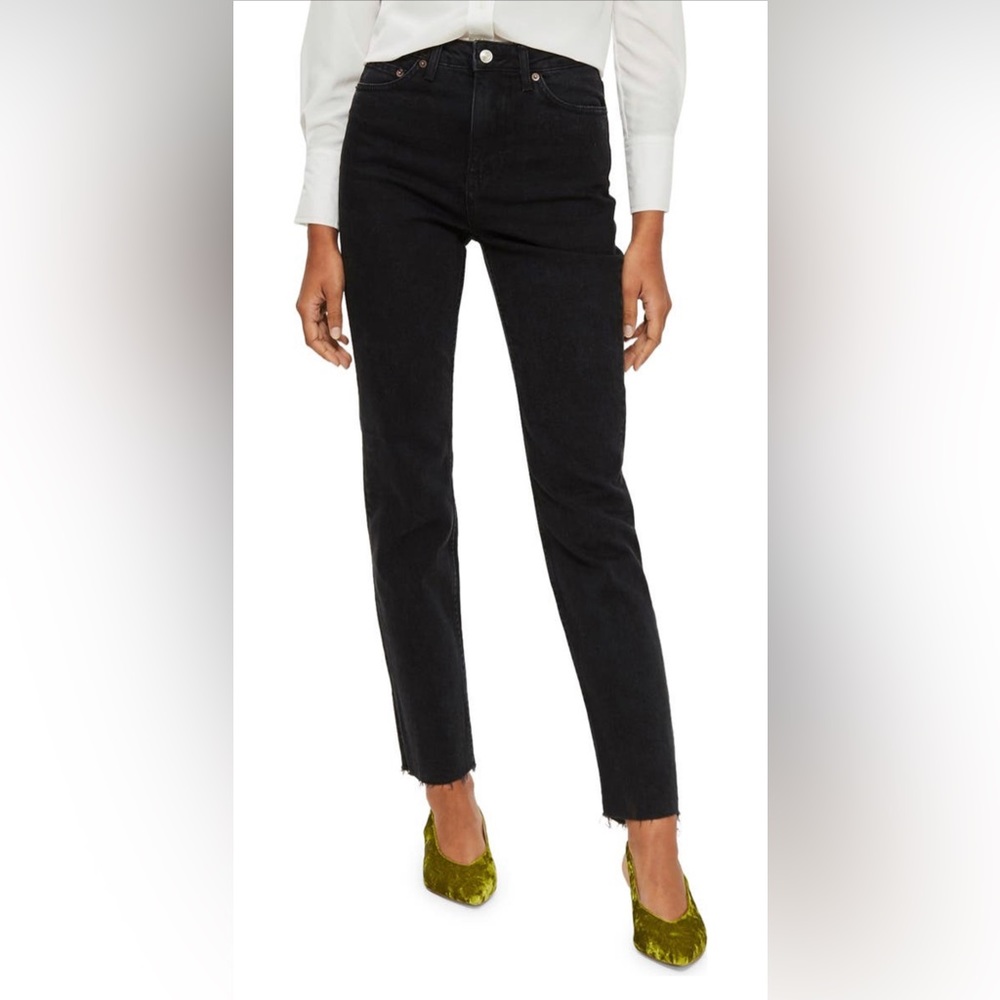 Topshop Straight Leg Jeans Raw Hem